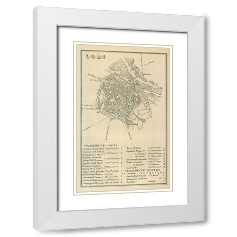 Lodi Italy - Castro 1870  White Modern Wood Framed Art Print with Double Matting by Castro
