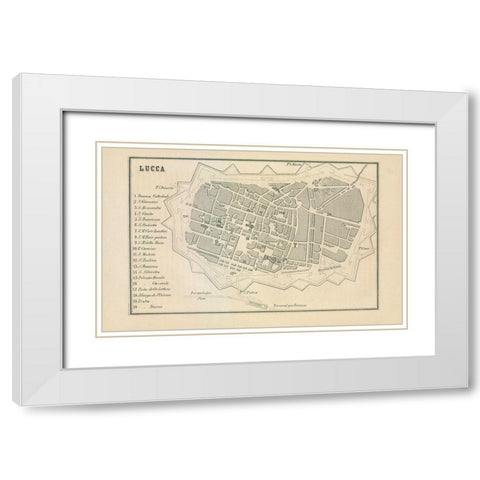 Lucca Italy - Castro 1870 White Modern Wood Framed Art Print with Double Matting by Castro