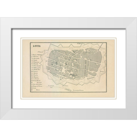 Lucca Italy - Castro 1870 White Modern Wood Framed Art Print with Double Matting by Castro