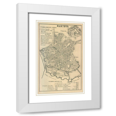 Mantova Italy - Castro 1870  White Modern Wood Framed Art Print with Double Matting by Castro