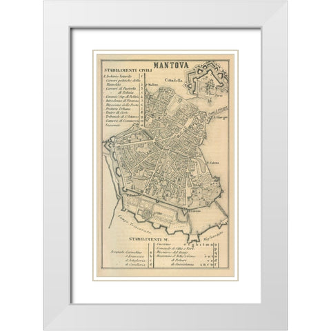 Mantova Italy - Castro 1870  White Modern Wood Framed Art Print with Double Matting by Castro