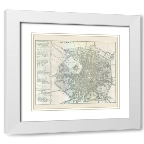 Milano Italy - Castro 1870  White Modern Wood Framed Art Print with Double Matting by Castro