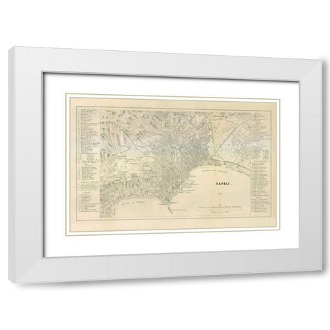Napoli Italy - Castro 1870  White Modern Wood Framed Art Print with Double Matting by Castro