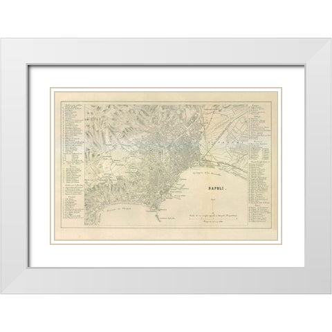 Napoli Italy - Castro 1870  White Modern Wood Framed Art Print with Double Matting by Castro