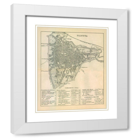 Padova Italy - Castro 1870  White Modern Wood Framed Art Print with Double Matting by Castro