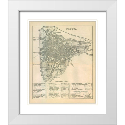 Padova Italy - Castro 1870  White Modern Wood Framed Art Print with Double Matting by Castro