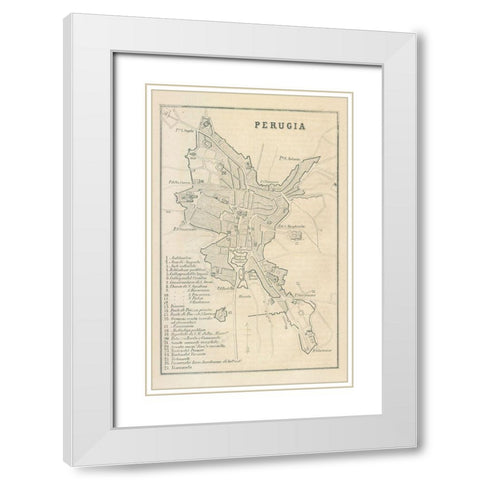 Perugia Italy - Castro 1870  White Modern Wood Framed Art Print with Double Matting by Castro