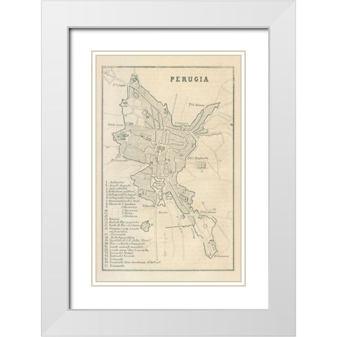 Perugia Italy - Castro 1870  White Modern Wood Framed Art Print with Double Matting by Castro