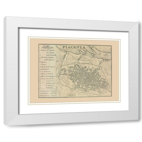 Piacenza Italy - Castro 1870  White Modern Wood Framed Art Print with Double Matting by Castro