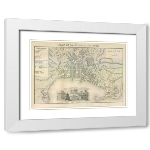 Trieste Italy - Castro 1870  White Modern Wood Framed Art Print with Double Matting by Castro