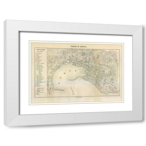 Genova Italy - Castro 1870  White Modern Wood Framed Art Print with Double Matting by Castro