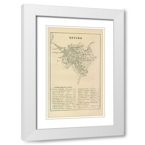 Rovigo Italy - Castro 1870  White Modern Wood Framed Art Print with Double Matting by Castro