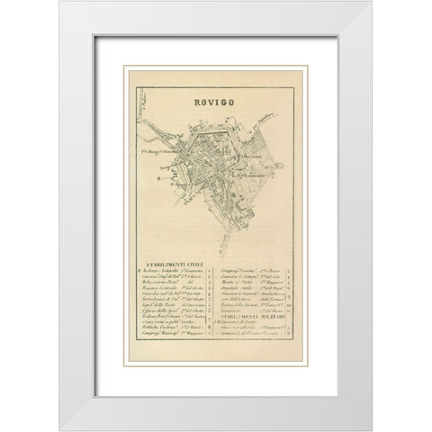 Rovigo Italy - Castro 1870  White Modern Wood Framed Art Print with Double Matting by Castro