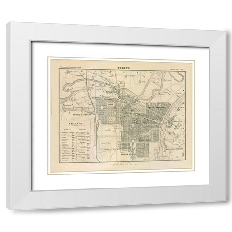 Torino Italy - Castro 1870  White Modern Wood Framed Art Print with Double Matting by Castro