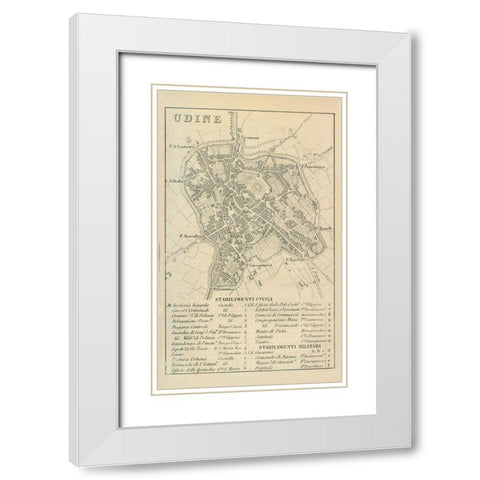 Udine Italy - Castro 1870  White Modern Wood Framed Art Print with Double Matting by Castro