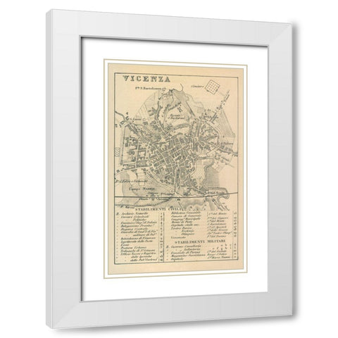 Vicenza Italy - Castro 1870  White Modern Wood Framed Art Print with Double Matting by Castro