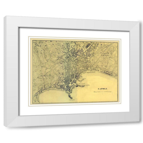 Napoli Italy - Muggiani 1865  White Modern Wood Framed Art Print with Double Matting by Muggiani