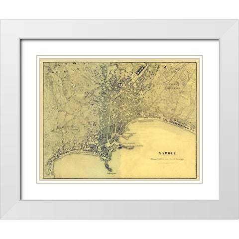 Napoli Italy - Muggiani 1865  White Modern Wood Framed Art Print with Double Matting by Muggiani