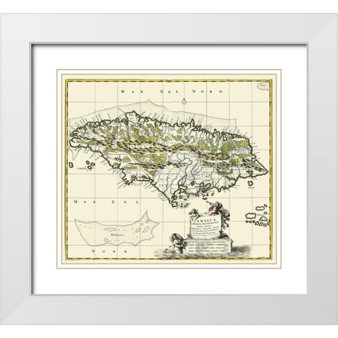 Americae Septentrionalis Caribbean Jamaica White Modern Wood Framed Art Print with Double Matting by Visser
