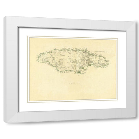 Caribbean Jamaica - Jefferys 1760 White Modern Wood Framed Art Print with Double Matting by Jefferys
