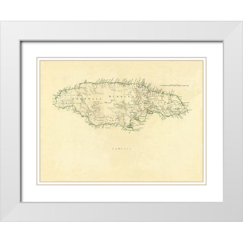Caribbean Jamaica - Jefferys 1760 White Modern Wood Framed Art Print with Double Matting by Jefferys