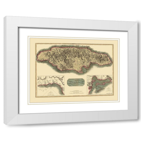 Caribbean Jamaica - Thomson 1821 White Modern Wood Framed Art Print with Double Matting by Thomson