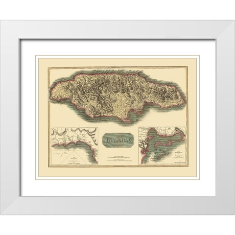 Caribbean Jamaica - Thomson 1821 White Modern Wood Framed Art Print with Double Matting by Thomson