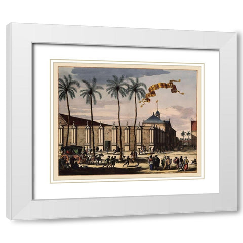 The Stadthuys Indonesia Picture Asia White Modern Wood Framed Art Print with Double Matting by Nieuhoff