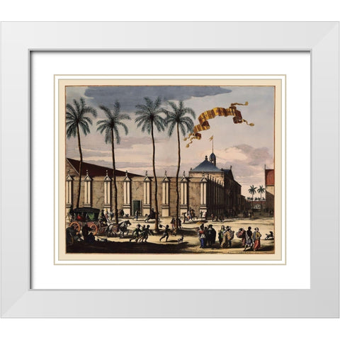The Stadthuys Indonesia Picture Asia White Modern Wood Framed Art Print with Double Matting by Nieuhoff
