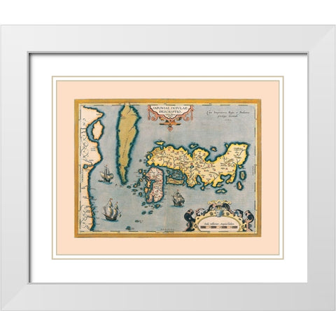 Japan Korea - Teisera 1595 White Modern Wood Framed Art Print with Double Matting by Teisera