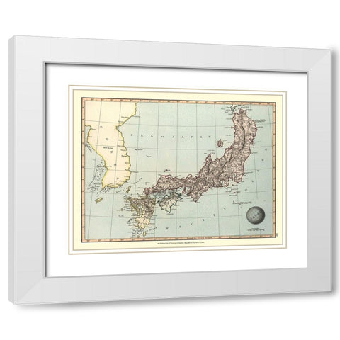 Japan - Gruchley 1845 White Modern Wood Framed Art Print with Double Matting by Gruchley