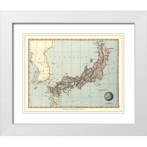 Japan - Gruchley 1845 White Modern Wood Framed Art Print with Double Matting by Gruchley