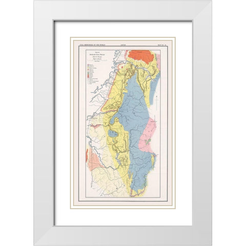 Ishikari Coal Fields Japan - Oinouye 1913 White Modern Wood Framed Art Print with Double Matting by Oinouye