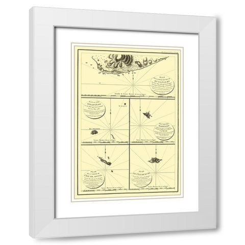 Islands Japan - Boussole 1787 White Modern Wood Framed Art Print with Double Matting by Boussole