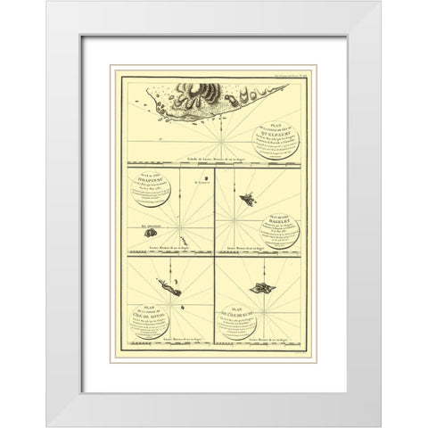 Islands Japan - Boussole 1787 White Modern Wood Framed Art Print with Double Matting by Boussole