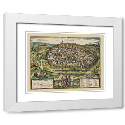 The Holy City Jerusalem Israel - Braun 1575 White Modern Wood Framed Art Print with Double Matting by Braun