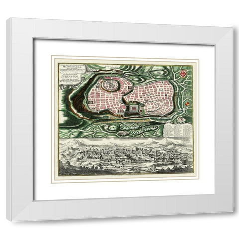 The Holy City Jerusalem Israel - Braun 1735 White Modern Wood Framed Art Print with Double Matting by Braun