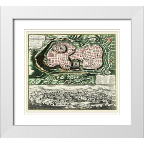 The Holy City Jerusalem Israel - Braun 1735 White Modern Wood Framed Art Print with Double Matting by Braun
