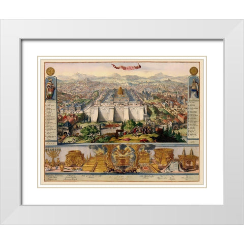 Jerusalem Israel Temple Picture - DHooghe 1687 White Modern Wood Framed Art Print with Double Matting by D''Hooghe