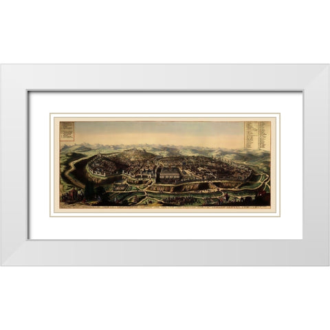 Jerusalem Israel Panoramic - 1690 White Modern Wood Framed Art Print with Double Matting by Unknown