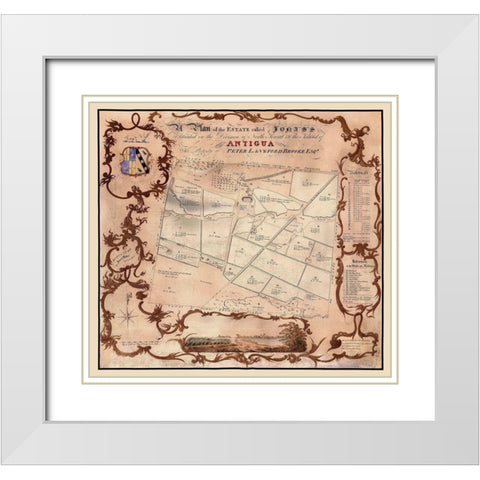 Jonas Estate Antigua Caribbean - Baker 1821 White Modern Wood Framed Art Print with Double Matting by Baker