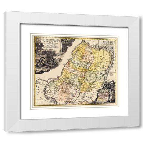 Judea Palestine Holy Land Israel - Homann 1744 White Modern Wood Framed Art Print with Double Matting by Homann