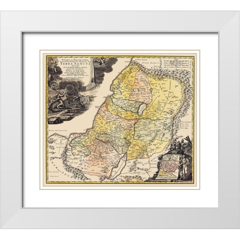 Judea Palestine Holy Land Israel - Homann 1744 White Modern Wood Framed Art Print with Double Matting by Homann