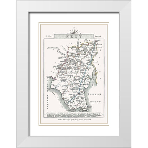 Kent County England - Cary 1792 White Modern Wood Framed Art Print with Double Matting by Cary