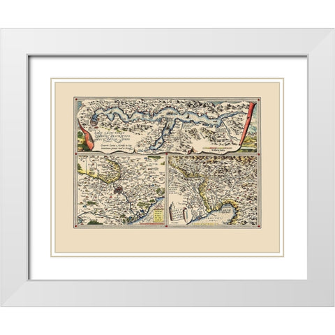Lake Como Regions Upper Adriatic Italy White Modern Wood Framed Art Print with Double Matting by Ortelius