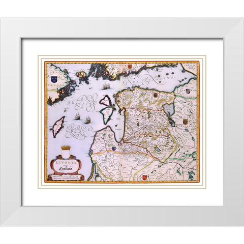 Eastern Europe Latvia Estonia - Blaeu 1662 White Modern Wood Framed Art Print with Double Matting by Blaeu