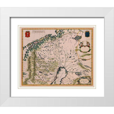 Lapland Finland - Blaeu 1662 White Modern Wood Framed Art Print with Double Matting by Blaeu