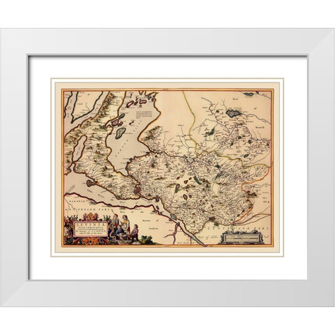 Great Britain Lennox District Scotland - Blaeu White Modern Wood Framed Art Print with Double Matting by Blaeu