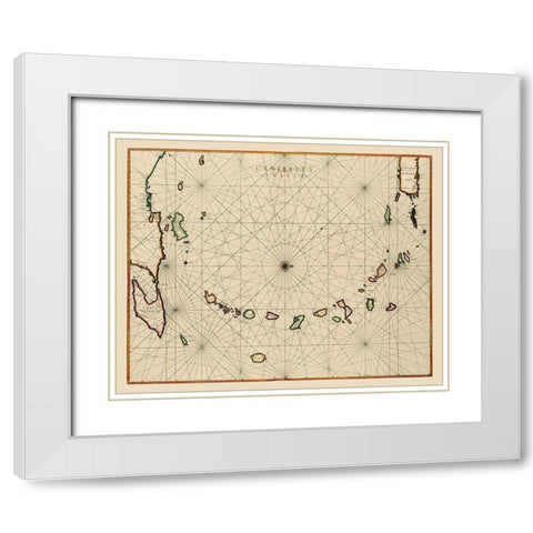 Caribbean Lesser Antilles - Blaeu 1662 White Modern Wood Framed Art Print with Double Matting by Blaeu