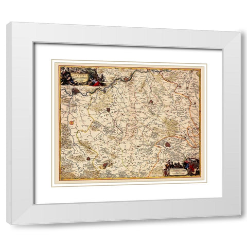 Benelux Limburg Valkenburg Belgium - Visscher 1680 White Modern Wood Framed Art Print with Double Matting by Visscher